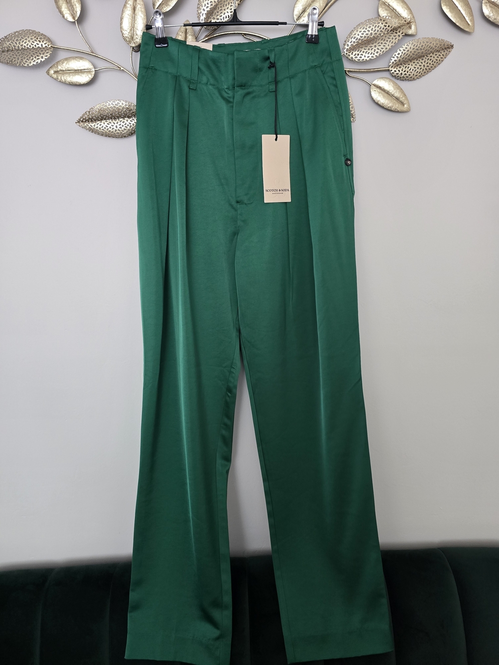 NWT Scotch & Soda Emerald Green Pleated Dress Pants Size XS